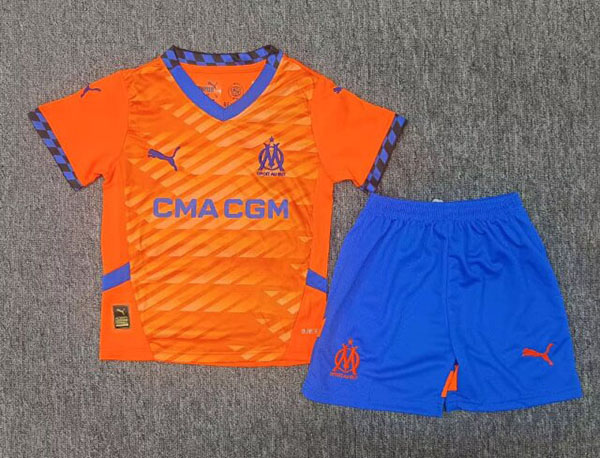 24-25 Season Marseille Third Orange Color Kids Football Kit