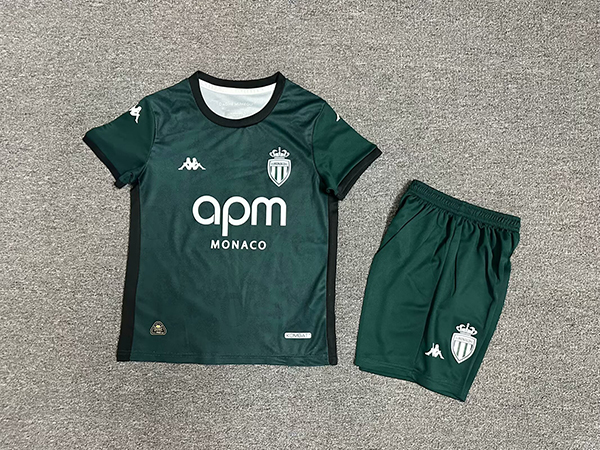 24-25 Season Monaco Away Green Color Kids Football Uniform