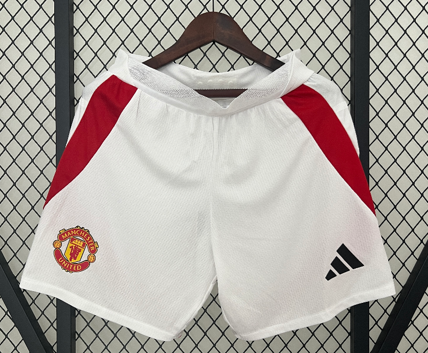 24-25 Season Manchester United Home White Color Football Shorts