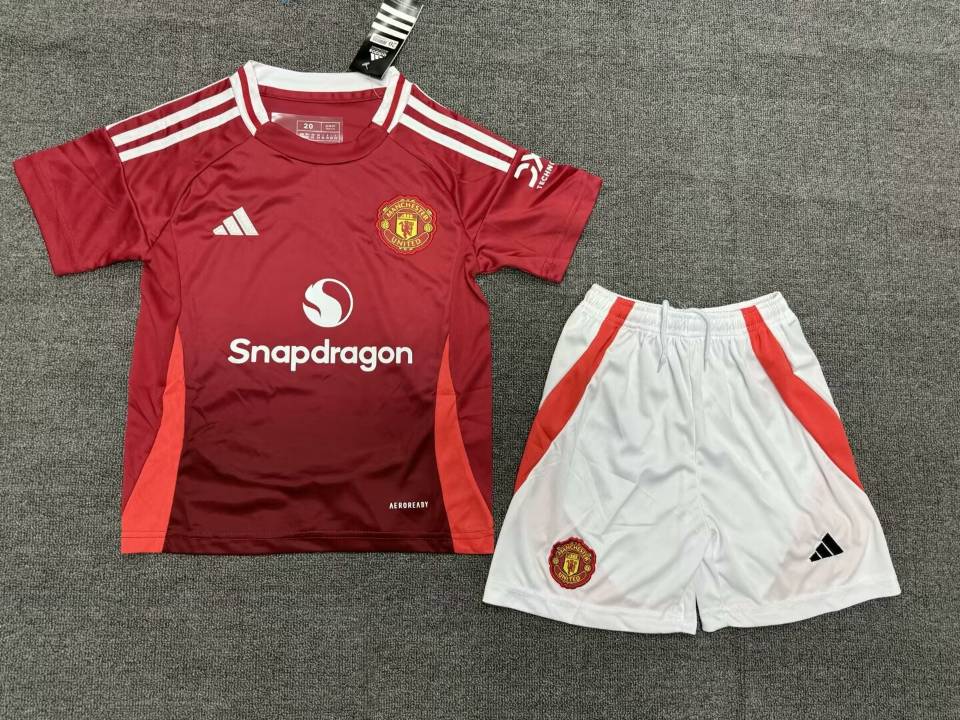 24-25 Season Manchester United Home Red Color Kids Football Uniform