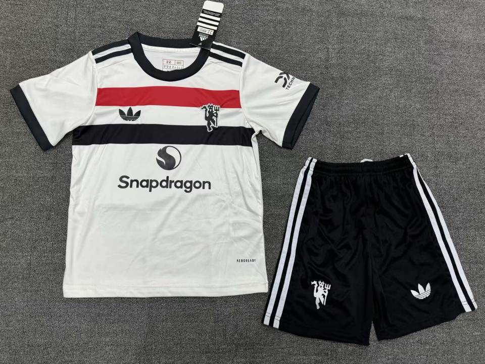 24-25 Season Manchester United Third White Color Kids Football Uniform