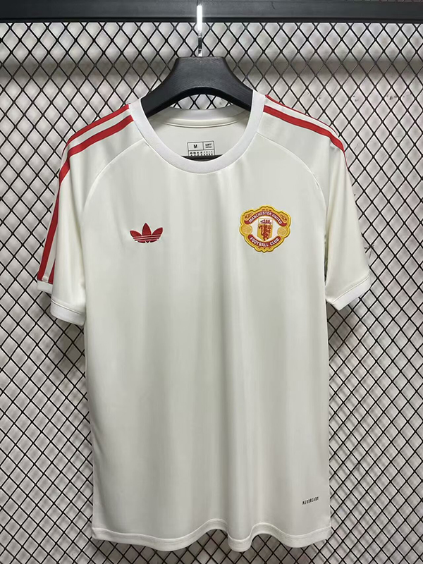 24-25 Season Manchester United White Color Pre-Match Football Training Shirt