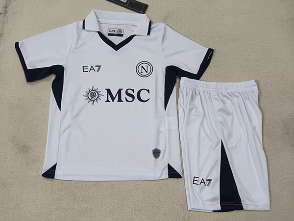 24-25 Season Napoli Away White Color Kids Football Uniform