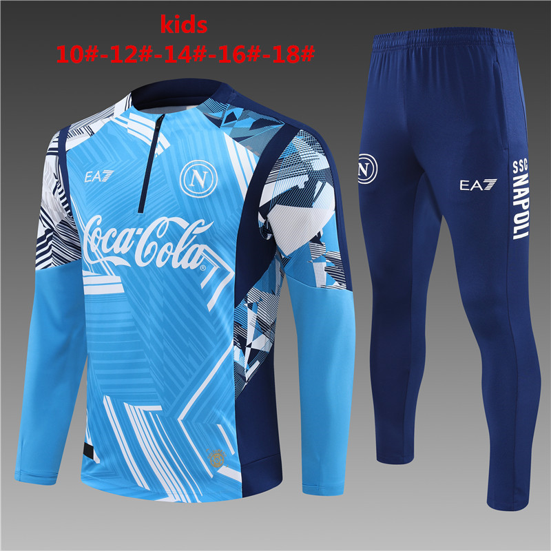 24-25 Season Napoli Blue Color Kids Football Sweater Suit