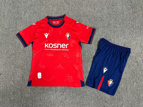 24-25 Season Osasuna Home Red Color Youth Kids Football Kit