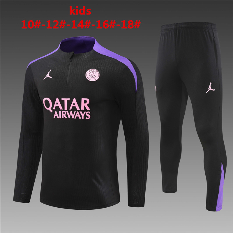 24-25 Season PSG Black-Purple Color Youth Kids Football Sweater Set