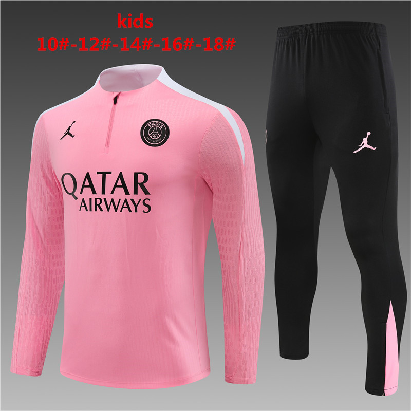 24-25 Season PSG Pink Color Youth Kids Football Sweater Set