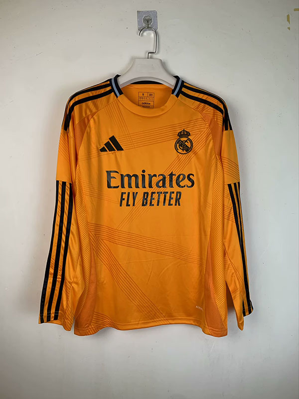 24-25 Season Real Madrid Away Orange Color Long Sleeve Football Shirt