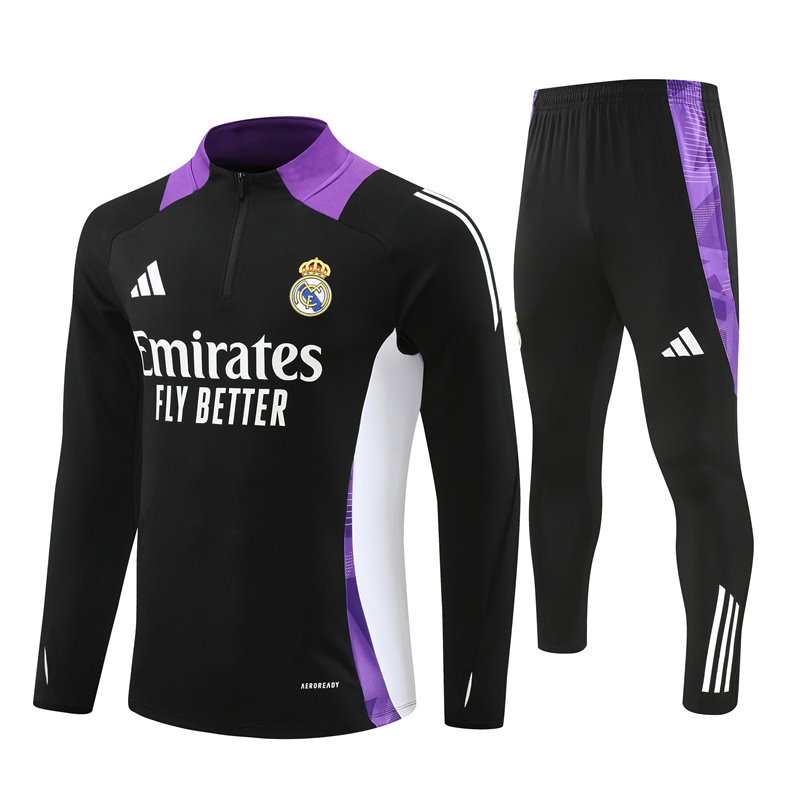 24-25 Season Real Madrid Black-Purple Color Football Sweater Set