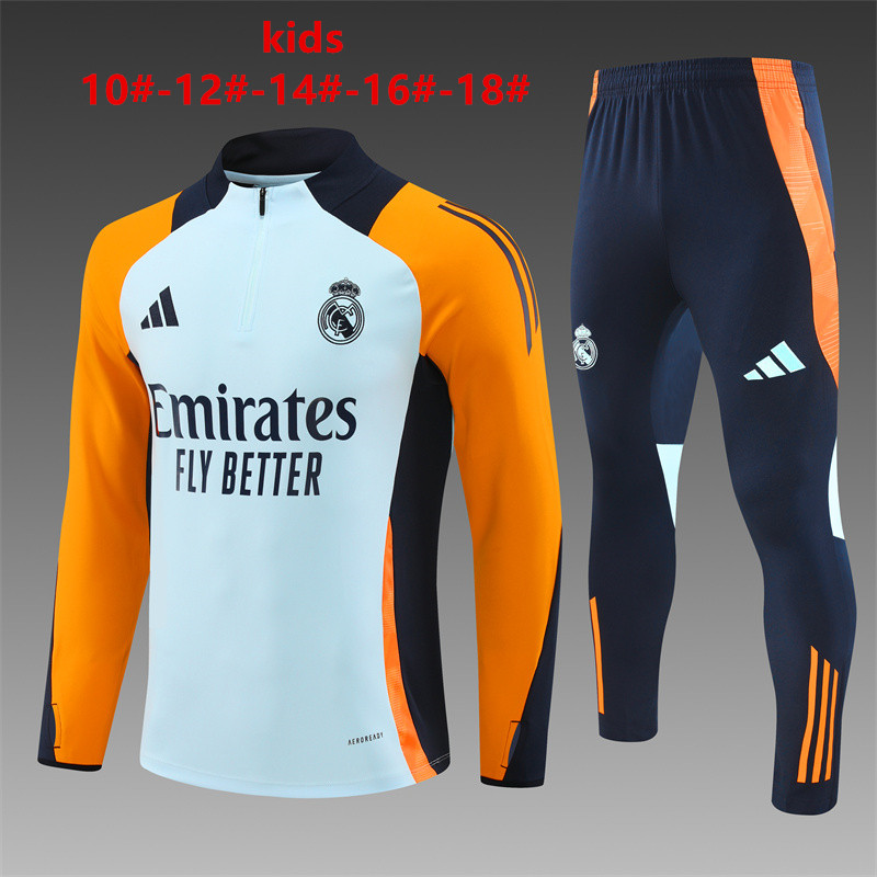 24-25 Season Real Madrid Blue-Yellow Color Youth Kids Football Sweater Set