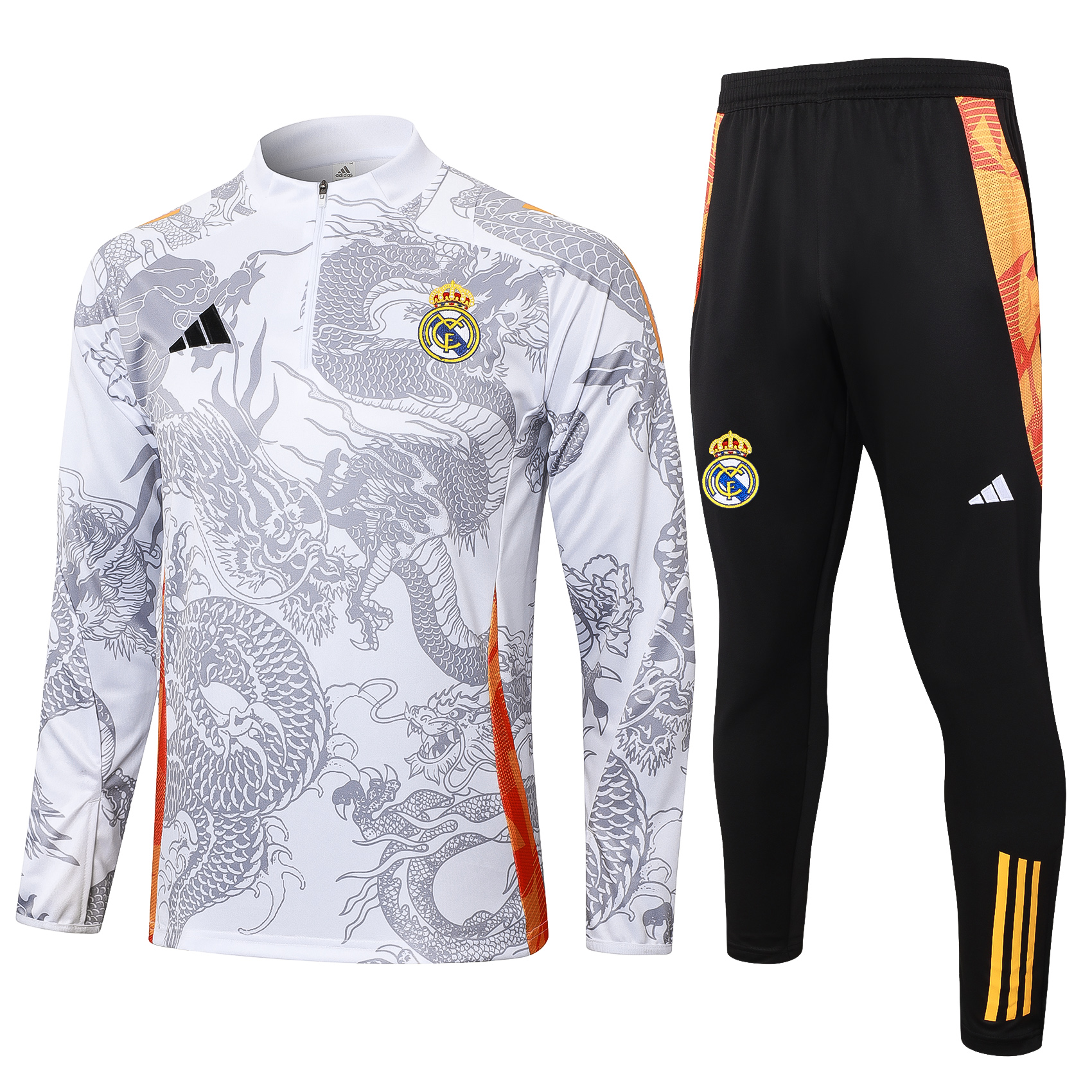 24-25 Season Real Madrid #B208 White-Dragon Color Football Sweater Set