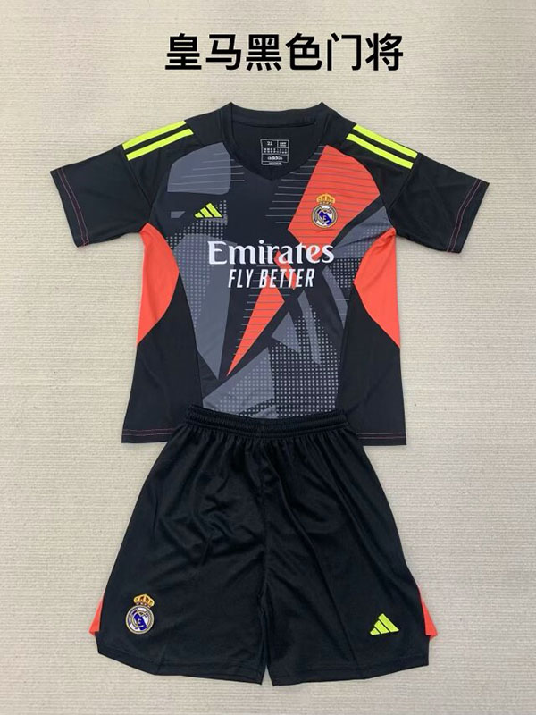 24-25 Season Real Madrid Goalkeeper Black Color Kids Football Uniforms Kit