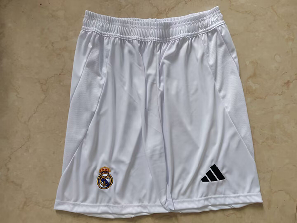 24-25 Season Real Madrid Home White Color Football Shorts