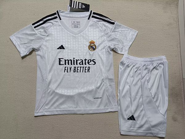 24-25 Season Real Madrid Home White Color Kids Football Uniform