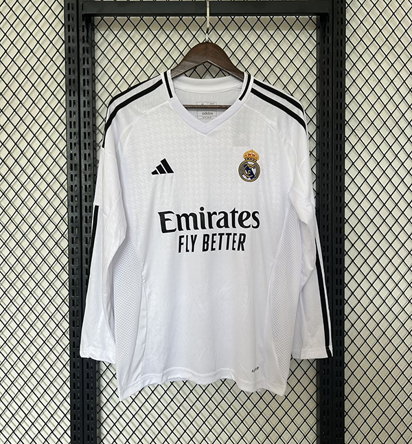 24-25 Season Real Madrid Home White Color Long Sleeves Soccer Jersey