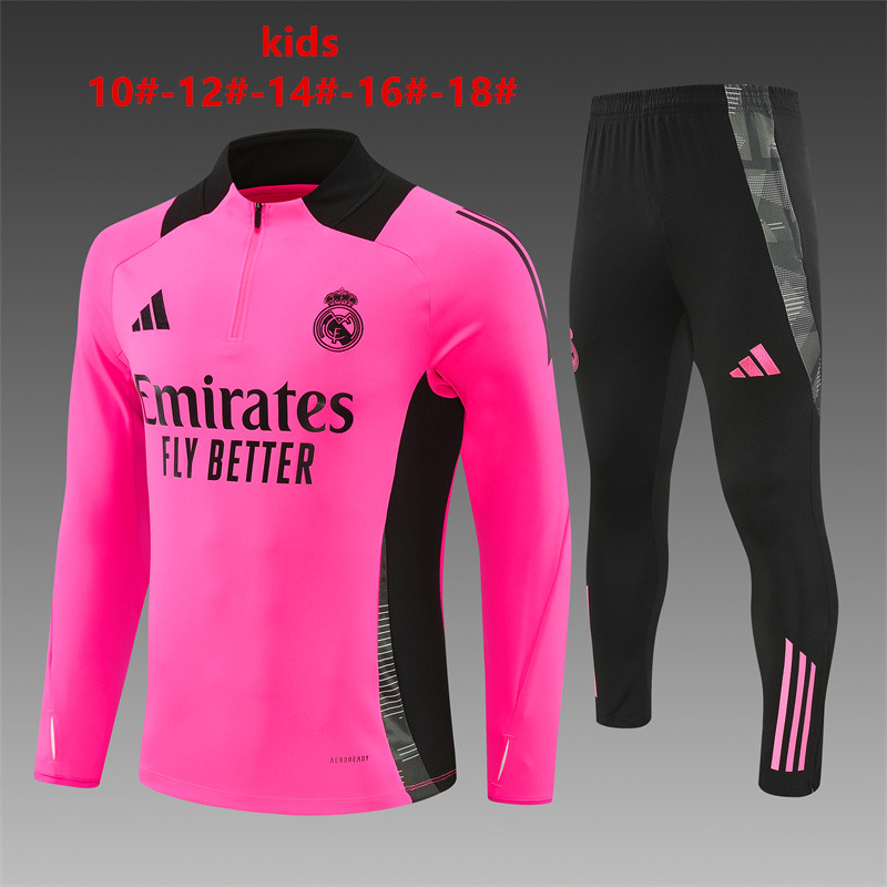 24-25 Season Real Madrid Pink Color Kids Football Sweater Set