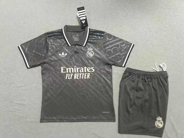 24-25 Season Real Madrid Third Black Color Kids Football Uniform