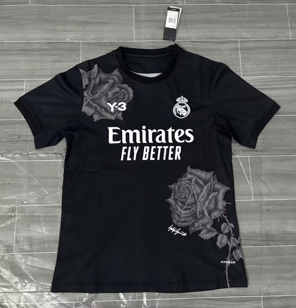 24-25 Season Real Madrid Y3 Black Color Football Training Shirt