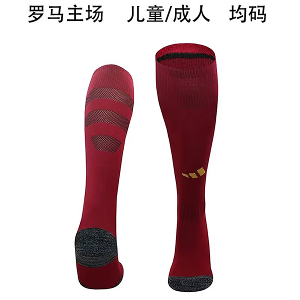 24-25 Season Roma Home Red Color Football Socks