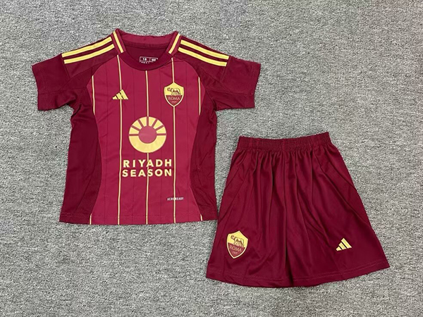 24-25 Season Roma Home Red Color Kids Football Kit