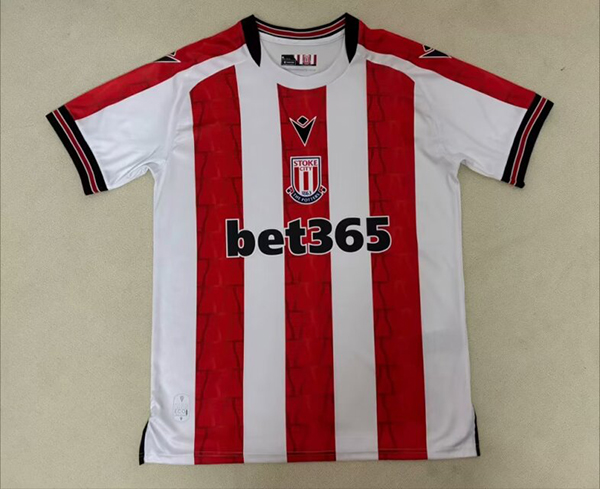 24-25 Season Stoke City Home Red-White Color Football Jersey