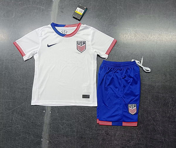 24-25 Season United States Home White Color Kids Football Uniform