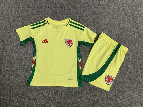 24-25 Season Wales Away Yellow Color Kids Football Uniform