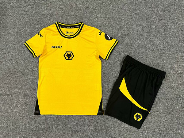 24-25 Season Wolves Home Yellow Color Kids Football Kit