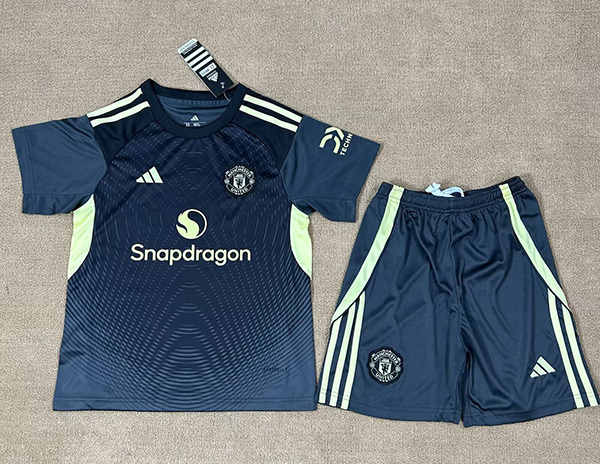 25-26 Season Manchester United Goalkeeper Dark-Blue Color Kids Uniform