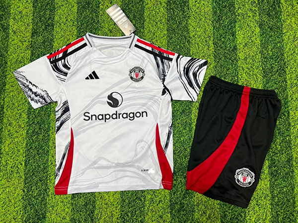 25-26 Season Manchester United White Color Special Version Kids Football Kit