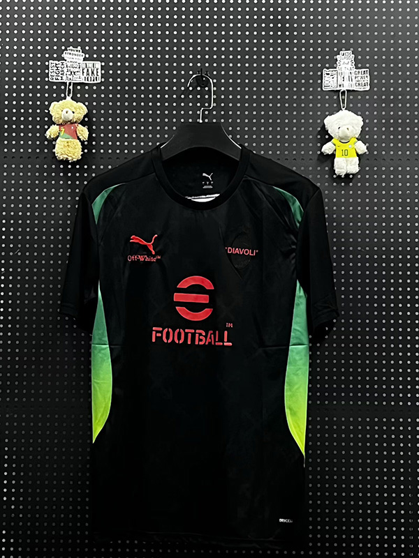 25-26 Season AC Milan Black Color Pre-Match Football Training Shirt