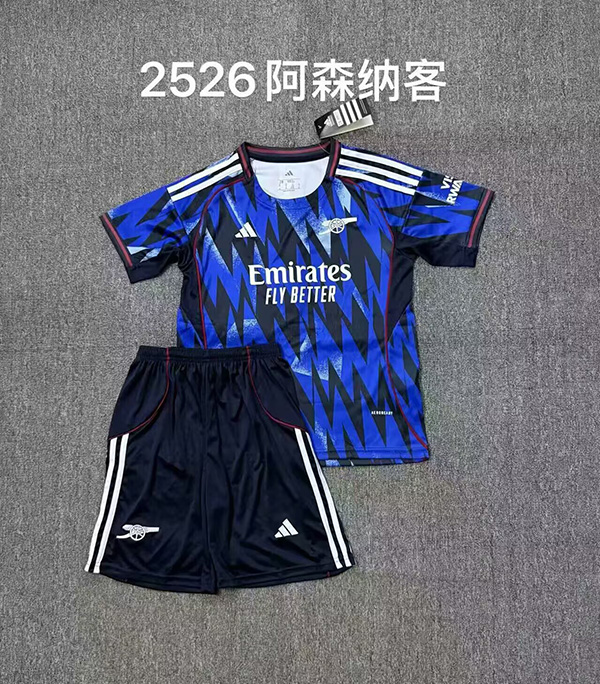 25-26 Season Arsenal Away Blue Color Kids Football Uniform
