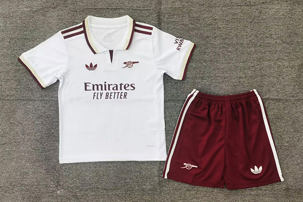 25-26 Season Arsenal Third White Color Youth Kids Football Uniform