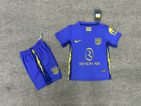 25-26 Season Atletico Madrid Away Dark-Blue Color Kids Football Kit