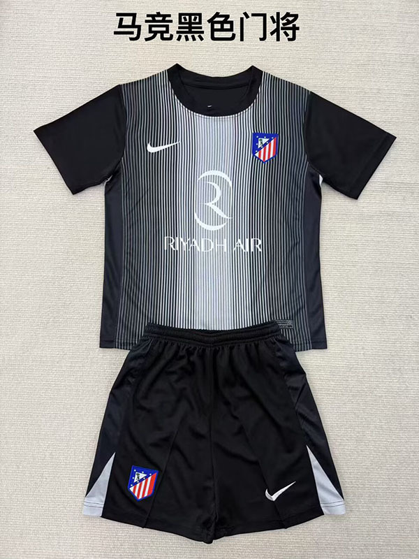 25-26 Season Atletico Madrid Goalkeeper Black Color Youth Kids Football Uniform