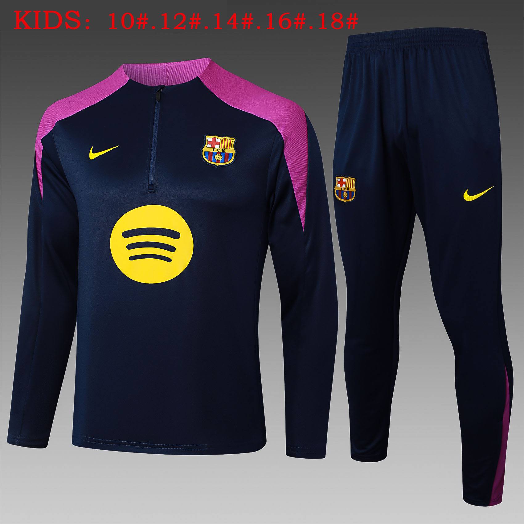 25-26 Season Barcelona Dark-Blue Kids Football Sweater Set