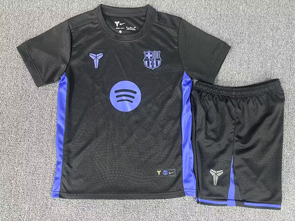 25-26 Season Barcelona Third Black Color Youth Kids Football Kit