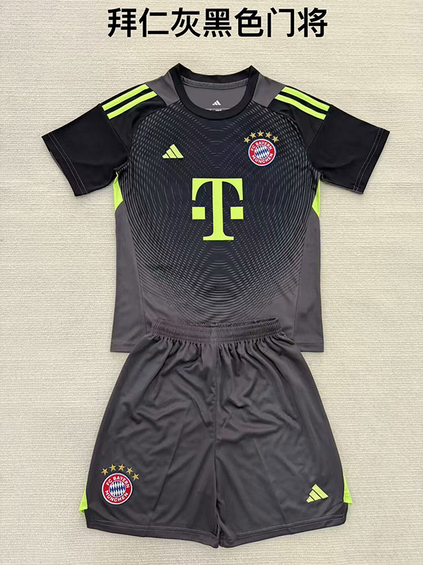 25-26 Season Bayern Munich Goalkeeper Black Color Kids Football Kit