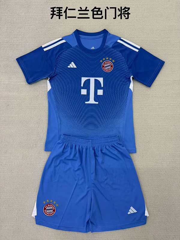 25-26 Season Bayern Munich Goalkeeper Blue Color Kids Football Kit