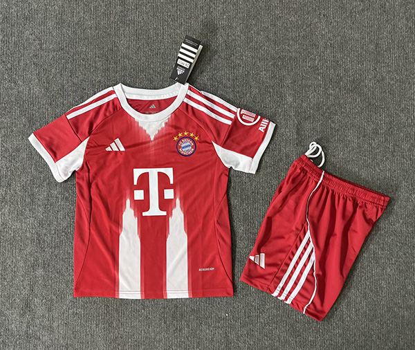 25-26 Season Bayern Munich Home Red Color Kids Football Kit