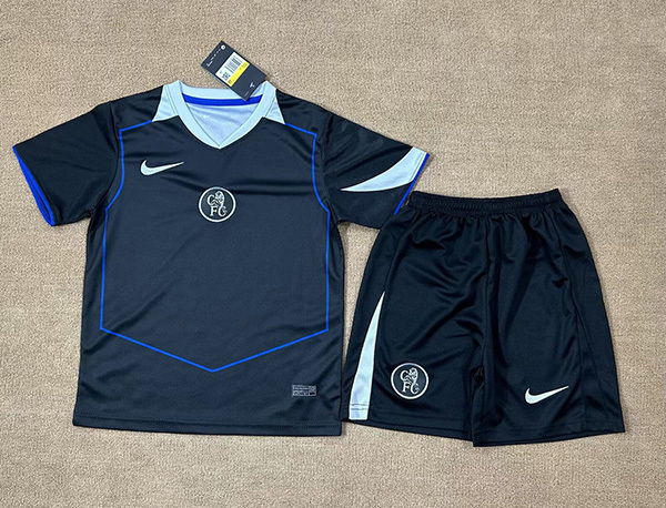 25-26 Season Chelsea Third Black Color Youth Kids Football Uniform