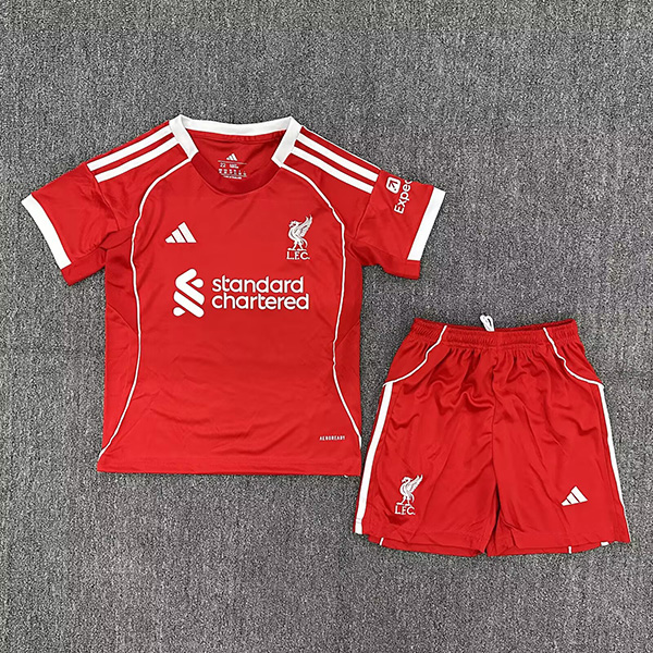 25-26 Season Liverpool Home Red Color Kids Football Uniform