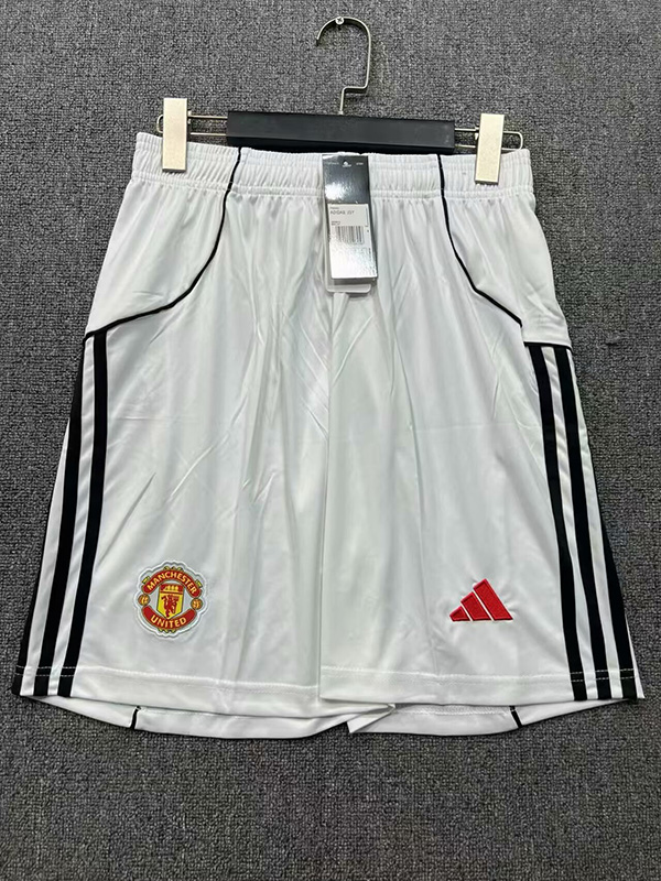 25-26 Season Manchester United Home White Color Football Shorts