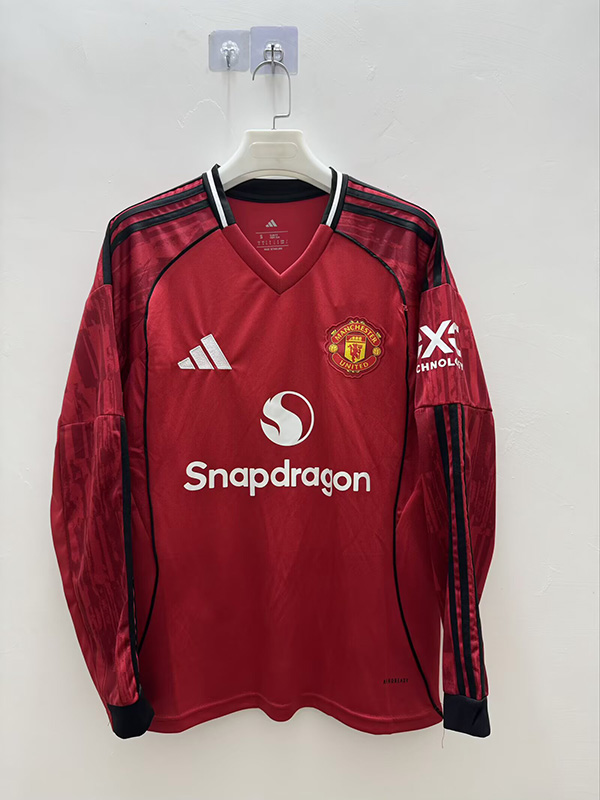 25-26 Season Manchester United Home Red Color Long Sleeve Football Jersey