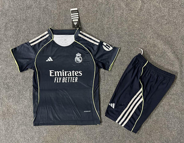 25-26 Season Real Madrid Away Black Color Kids Football Uniform