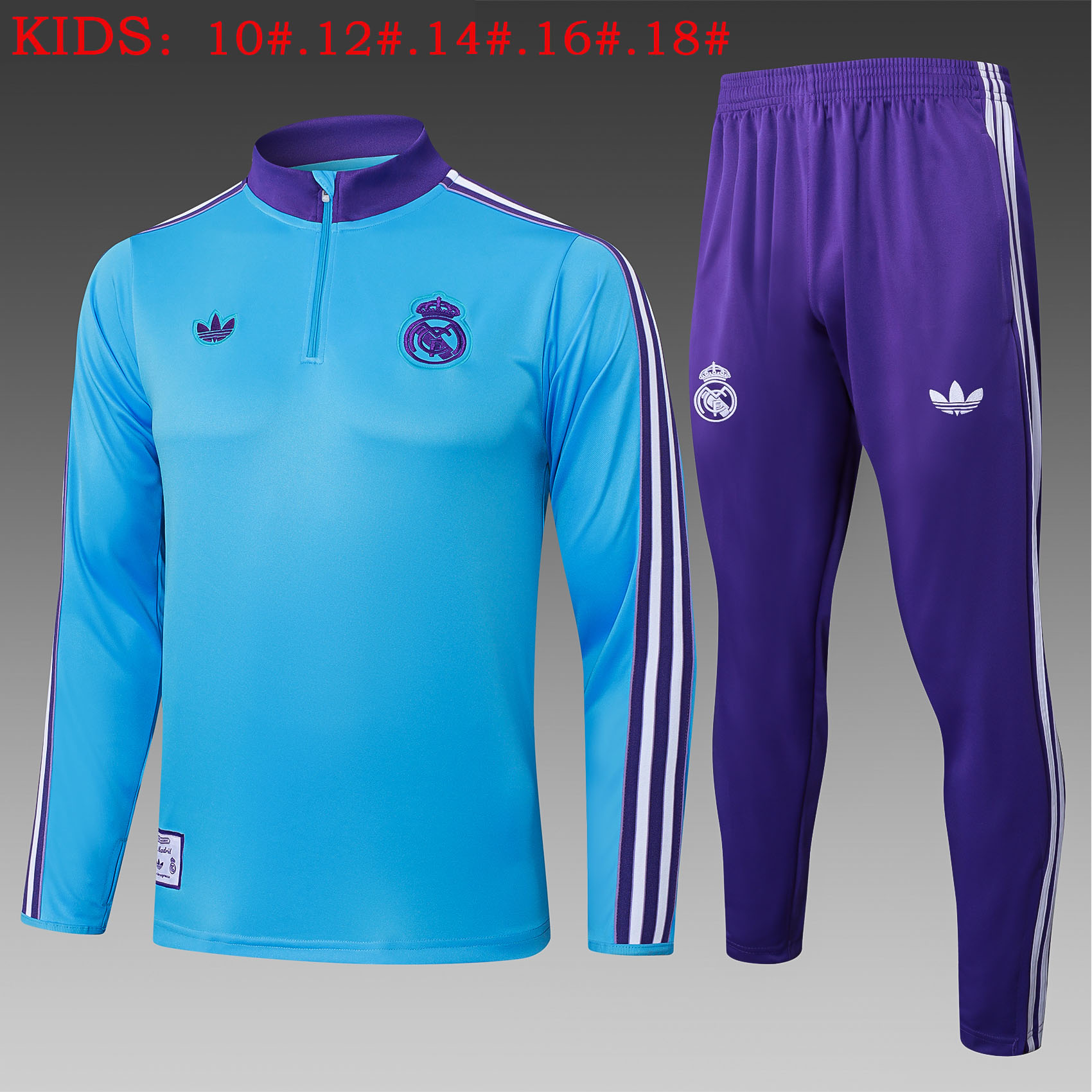 25-26 Season Real Madrid Blue Color Youth Kids Football Sweater Set