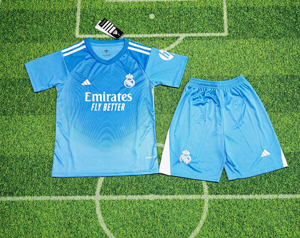 25-26 Season Real Madrid Goalkeeper Blue Color Kids Football Kit