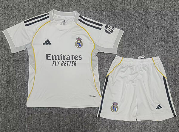 25-26 Season Real Madrid Home White Color Kids Football Uniform