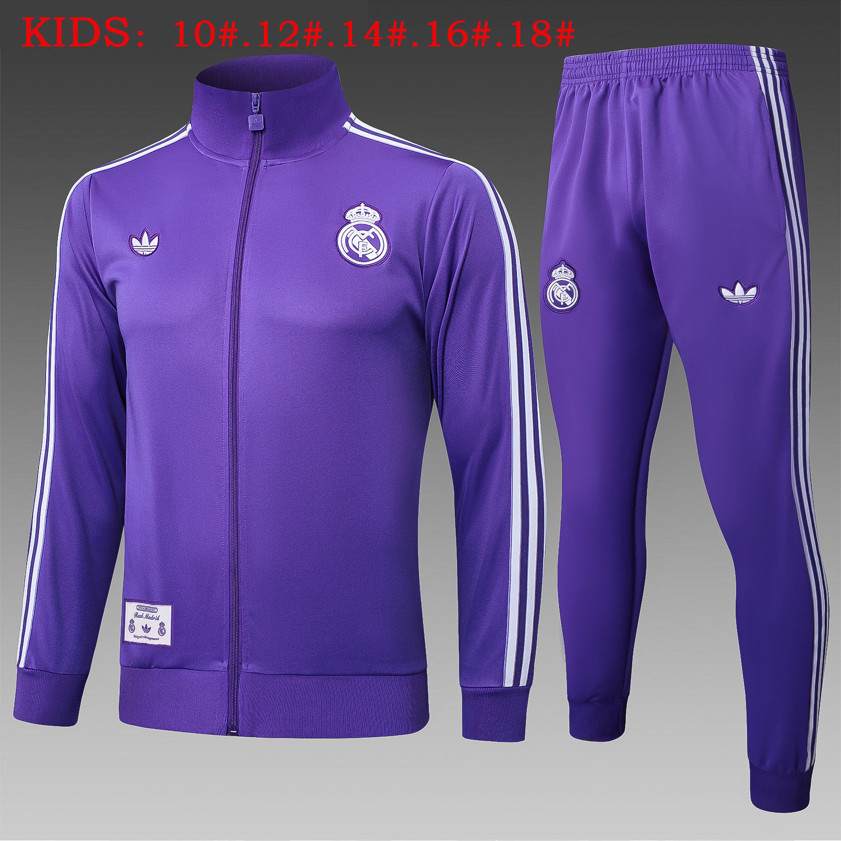25-26 Season Real Madrid Purple Color Youth Kids Retro Football Tracksuit