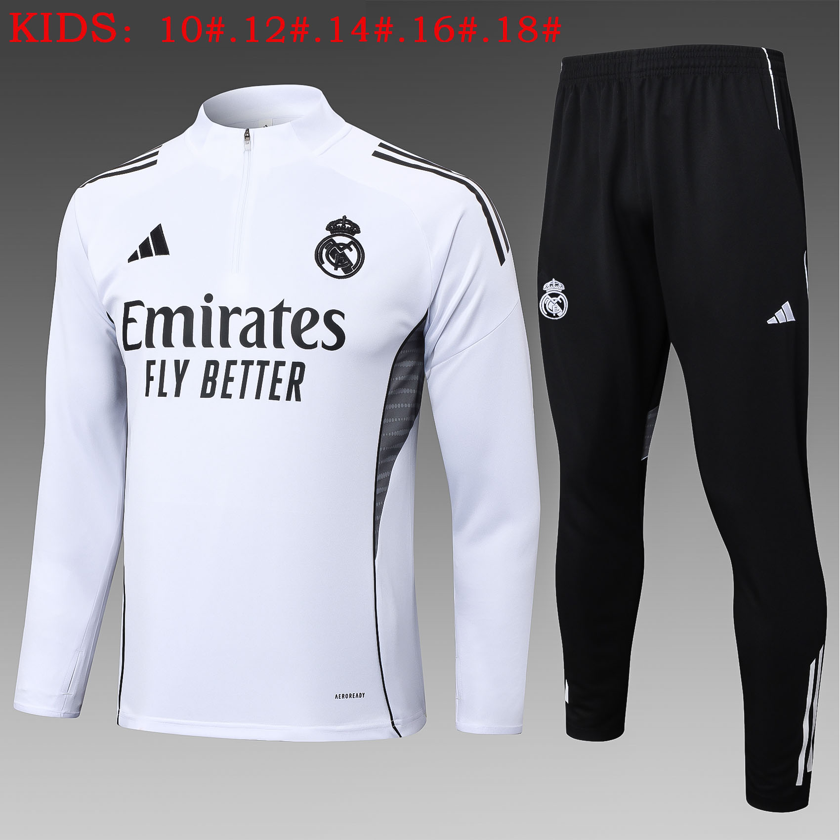 25-26 Season Real Madrid White Color Youth Kids Football Sweater Set